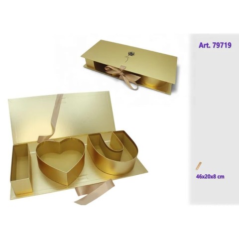 SCATOLA CARTA I LOVE YOU GOLD 46X20X8